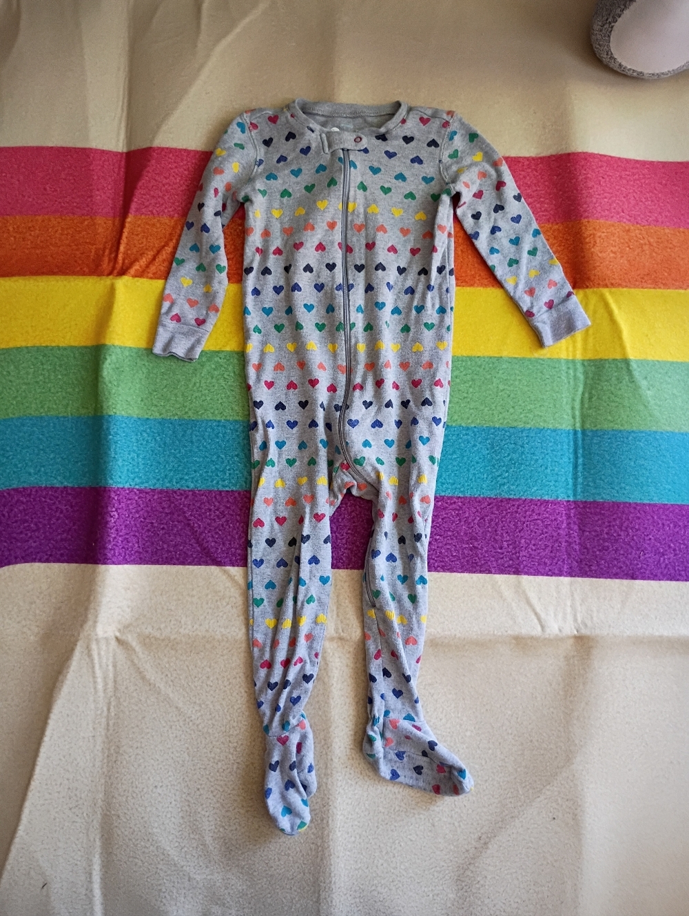 Primary 18-24m Rainbow Heart Zip Footie - Picture 2 of 5